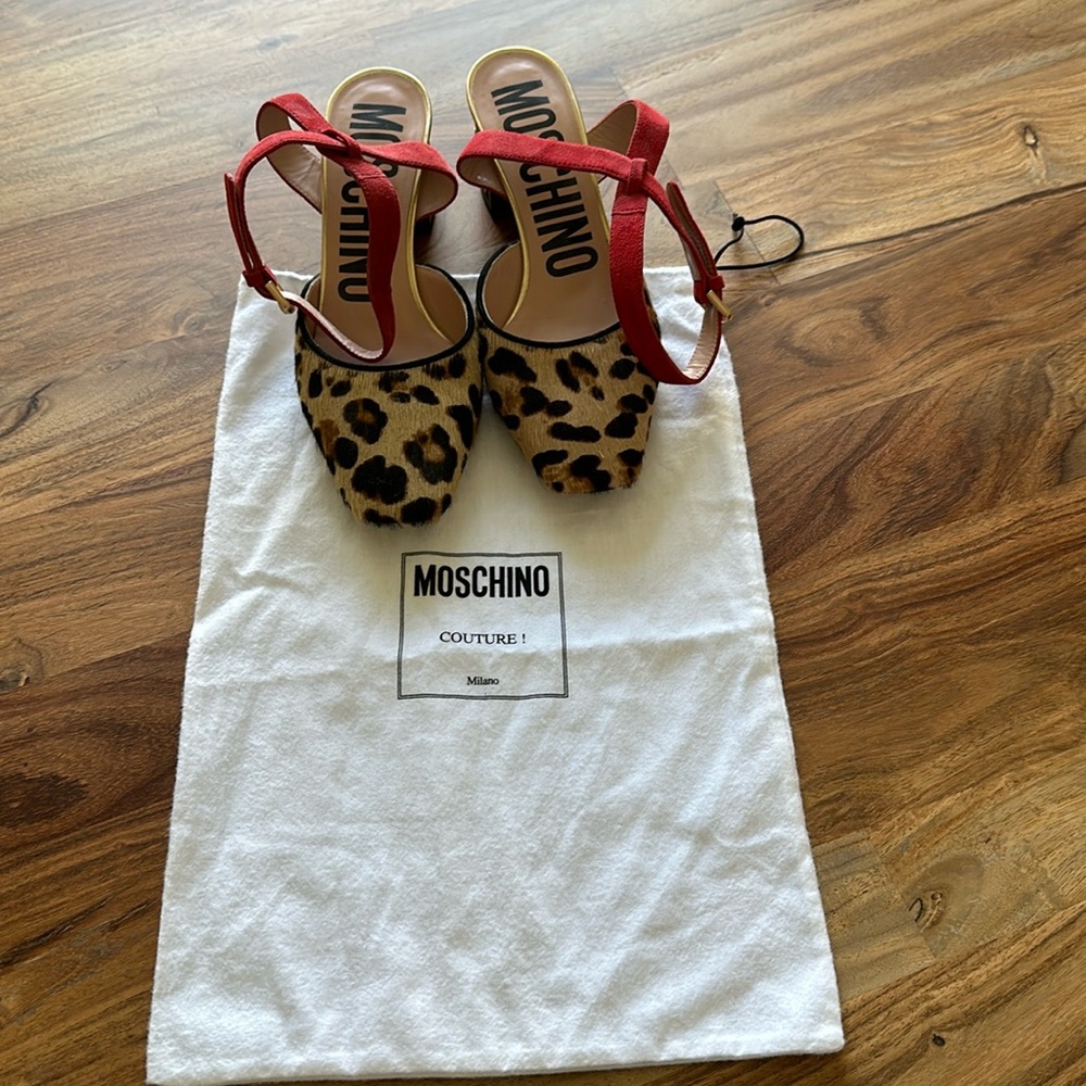 Moschino leopard calf hair shoes